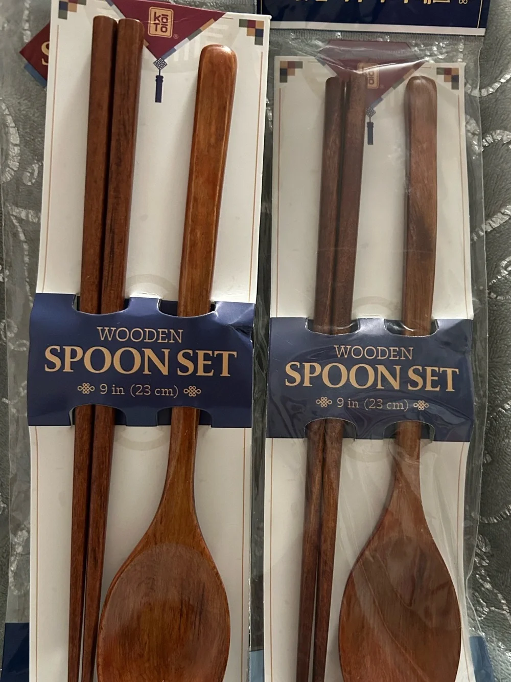 NWT Light Weight Extended Handle, Brown Wooden Spoon and Chopstick Sets (2)
